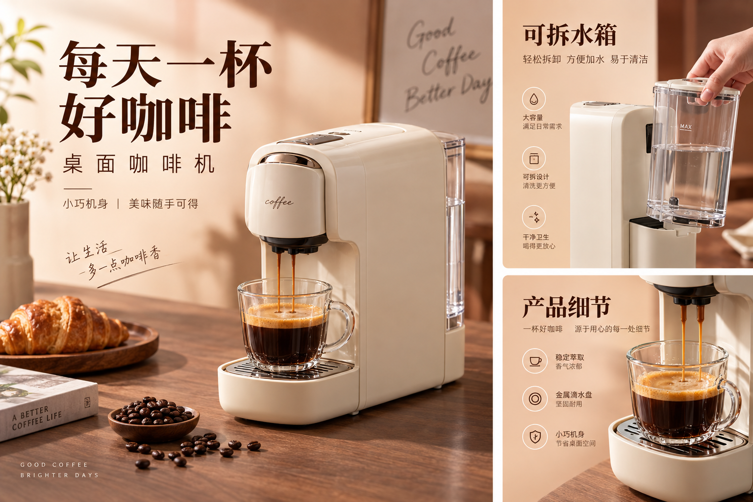 家电电商设计，包含商品主图、细节卖点与规格模块
